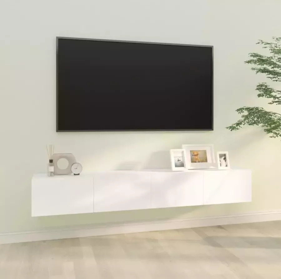 VidaXL -Tv-meubelen-2-st-wandgemonteerd-100x30x30-cm-bewerkt-hout-wit - Foto 1