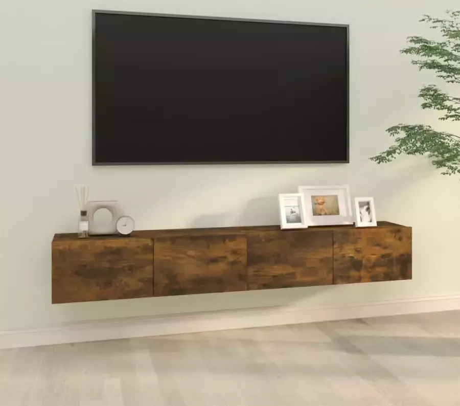 VidaXL -Tv-meubelen-2-st-wandgemonteerd-100x30x30-cm-hout-gerookt-eiken - Foto 2