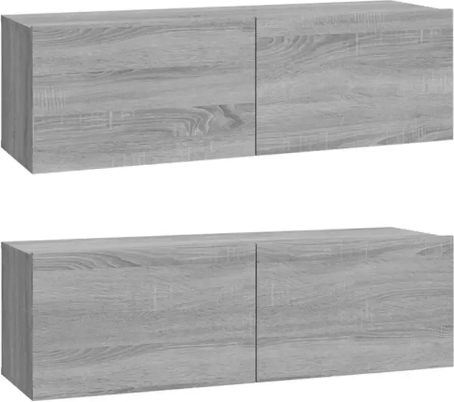 VidaXL -Tv-wandmeubels-2-st-100x30x30-cm-hout-grijs-sonoma-eikenkleurig - Foto 3