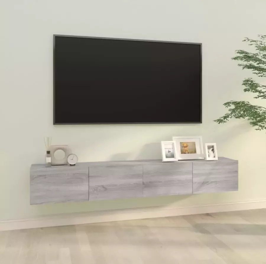 VidaXL -Tv-wandmeubels-2-st-100x30x30-cm-hout-grijs-sonoma-eikenkleurig - Foto 1