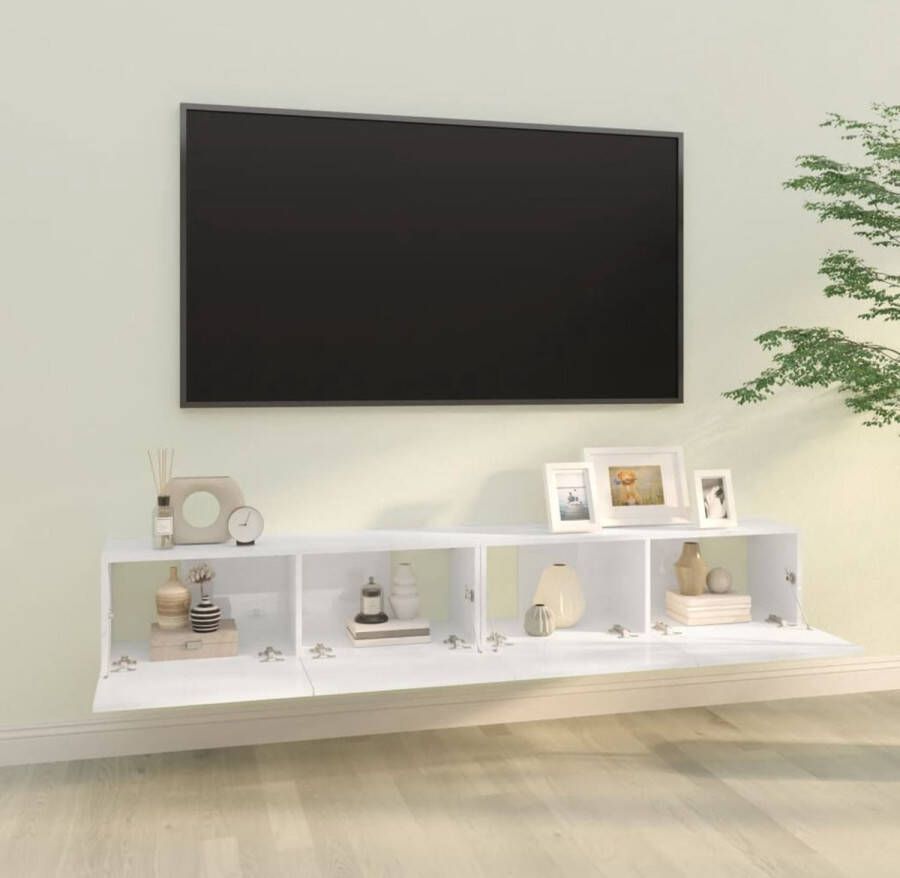 VidaXL -Tv-meubelen-2-st-wandgemonteerd-100x30x30-cm-hout-hoogglans-wit