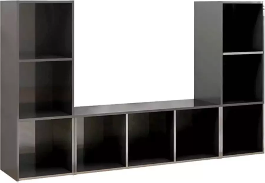 VidaXL -Tv-meubelen-3-st-107x35x37-cm-spaanplaat-hoogglans-grijs - Foto 3