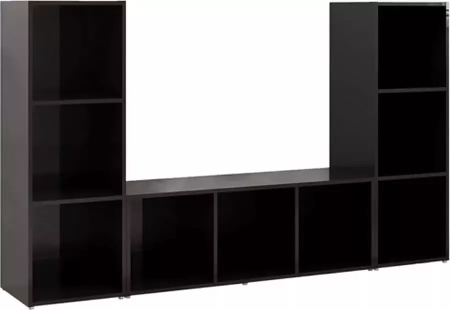 VIDAXL Tv-meubelen 3 st 107x35x37 cm spaanplaat hoogglans zwart - Foto 2