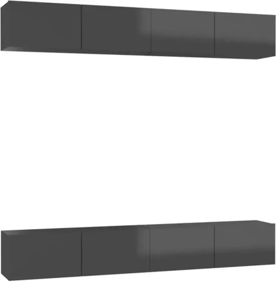 VidaXL Tv-meubelen 4 st 100x30x30 cm spaanplaat hoogglans grijs - Foto 2