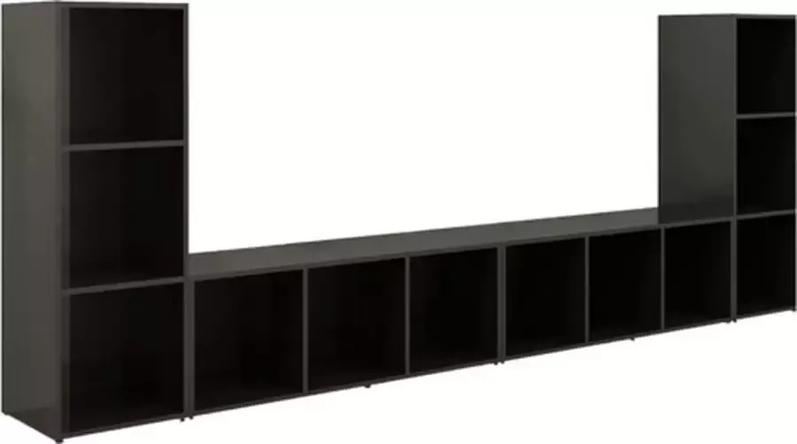 VIDAXL Tv-meubelen 4 st 107x35x37 cm spaanplaat hoogglans zwart - Foto 3