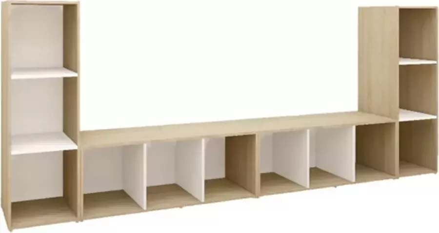 VidaXL Tv-meubelen 3st 107x35x37 cm bewerkt hout wit sonoma eikenkleur - Foto 3