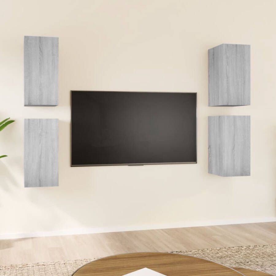 VidaXL -Tv-meubelen-4-st-30 5x30x60-cm-bewerkt-hout-grijs-sonoma-eiken - Foto 3