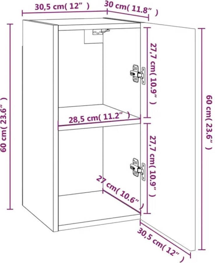 VidaXL Tv-meubelen 4 st 30 5x30x60 cm bewerkt hout betongrijs - Foto 2