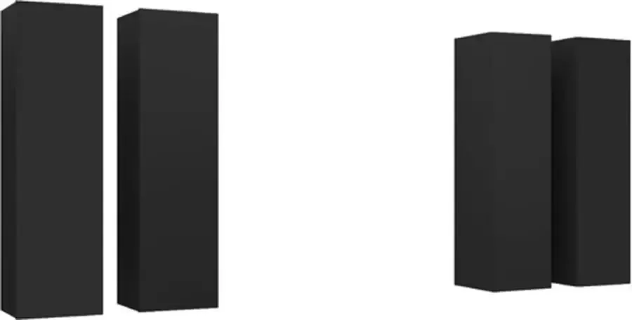 VidaXL -Tv-meubelen-4-st-30 5x30x110-cm-spaanplaat-zwart - Foto 2
