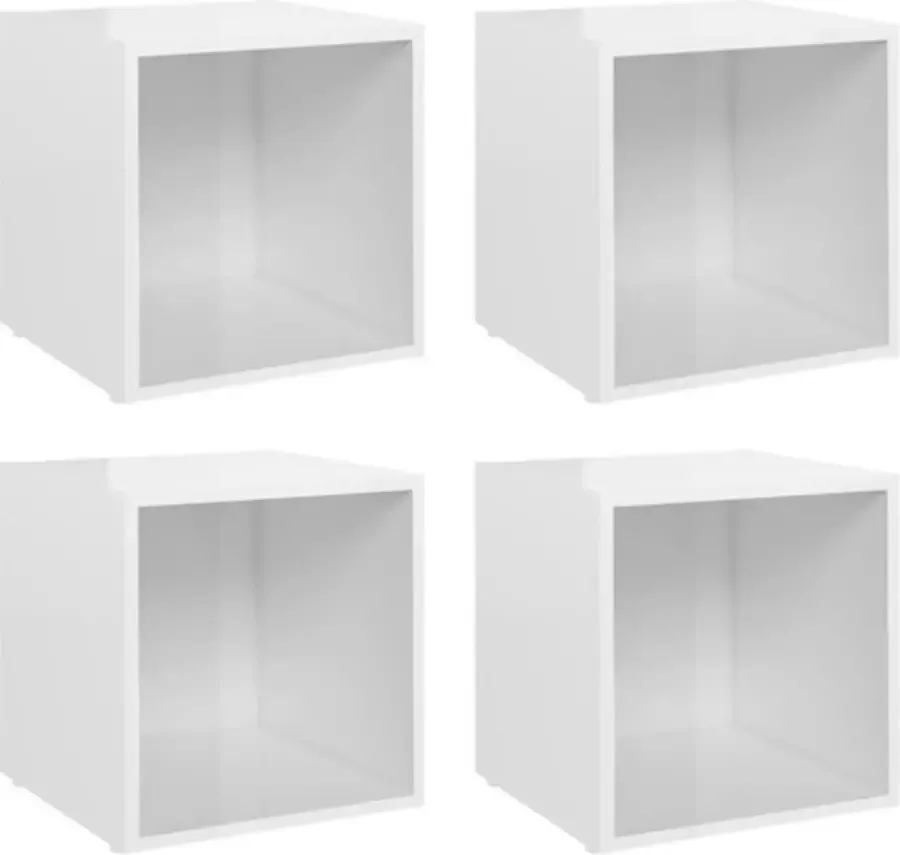 VidaXL -Tv-meubelen-4-st-37x35x37-cm-bewerkt-hout-hoogglans-wit - Foto 3