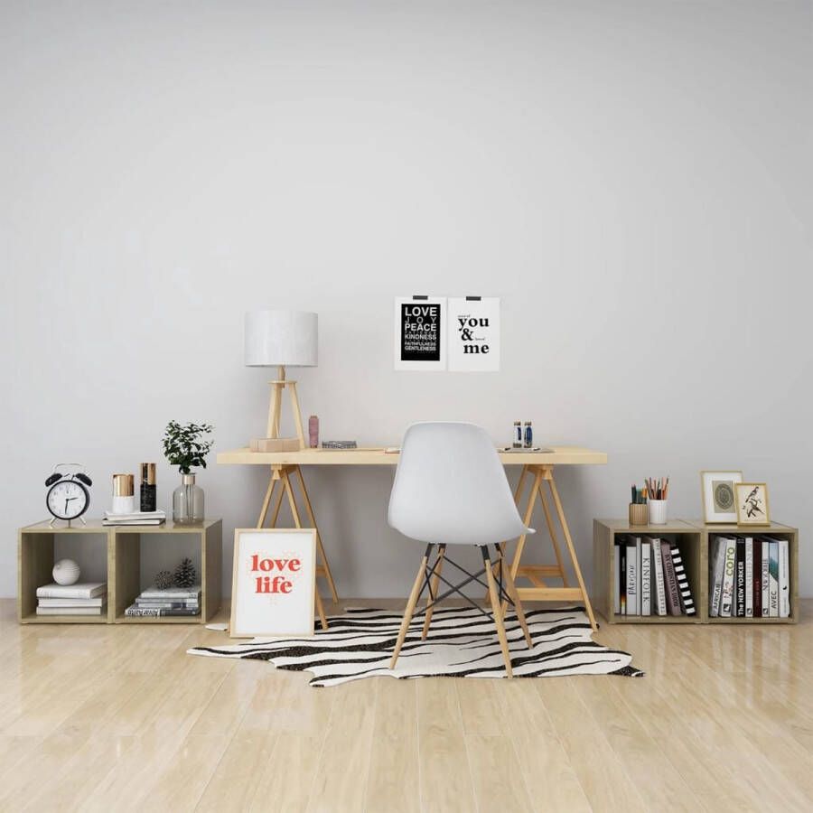 VidaXL -Tv-meubelen-4-st-37x35x37-cm-bewerkt-hout-wit-sonoma-eikenkleur