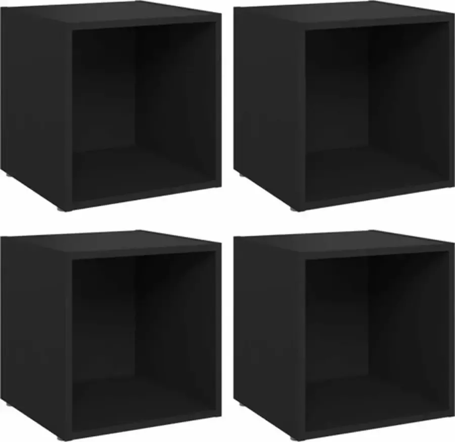 VidaXL -Tv-meubelen-4-st-37x35x37-cm-bewerkt-hout-zwart - Foto 3