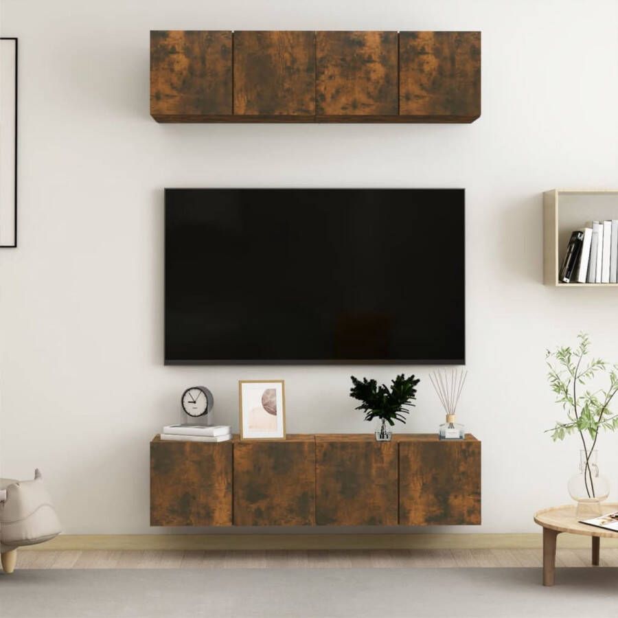 VidaXL -Tv-meubelen-4-st-60x30x30-cm-bewerkt-hout-gerookt-eikenkleurig - Foto 1