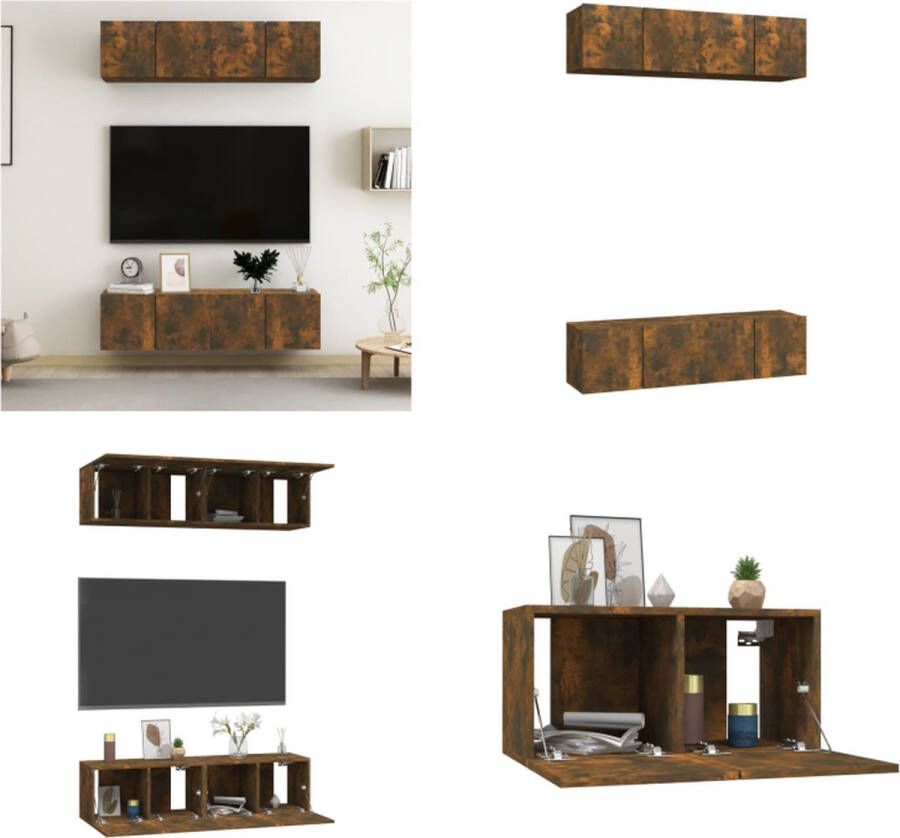 VidaXL Tv-meubelen 4 st 60x30x30 cm bewerkt hout gerookt eikenkleurig Tv-kast Tv-kasten Tv-meubel Hifi-meubel