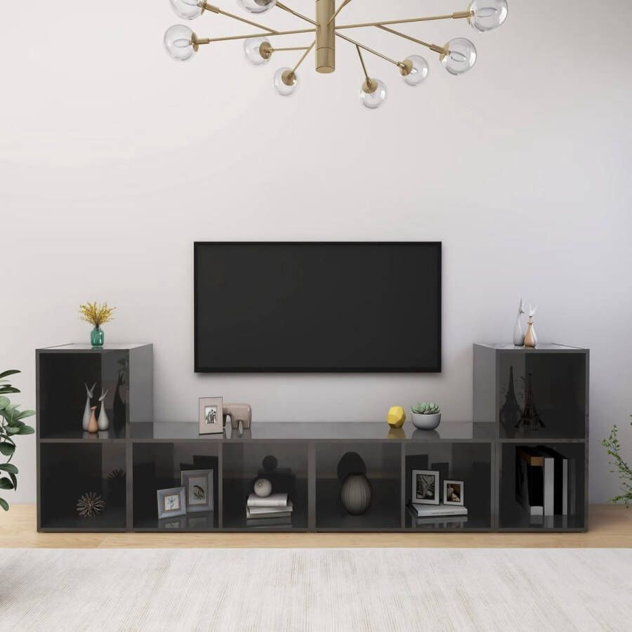 VIDAXL Tv-meubelen 4 st 72x35x36 5 cm bewerkt hout hoogglans grijs