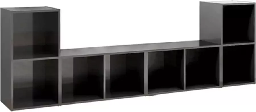 VIDAXL Tv-meubelen 4 st 72x35x36 5 cm bewerkt hout hoogglans grijs - Foto 5