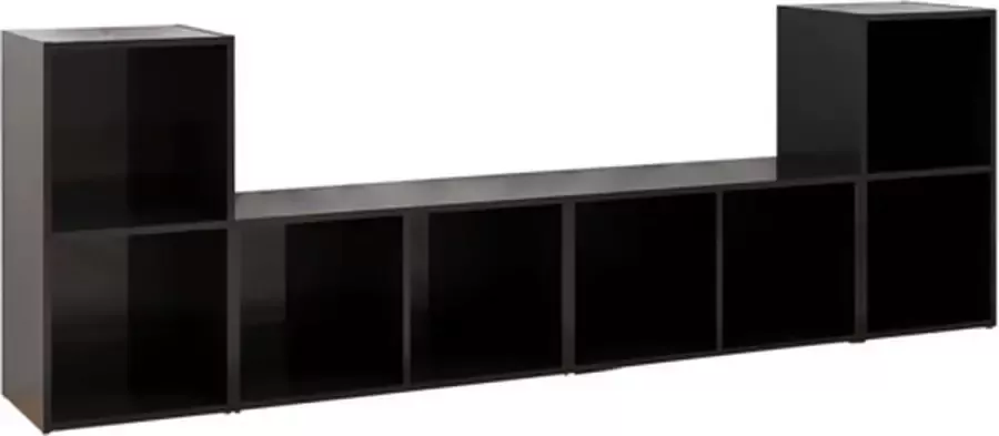 VidaXL -Tv-meubelen-4-st-72x35x36 5-cm-spaanplaat-hoogglans-zwart - Foto 3