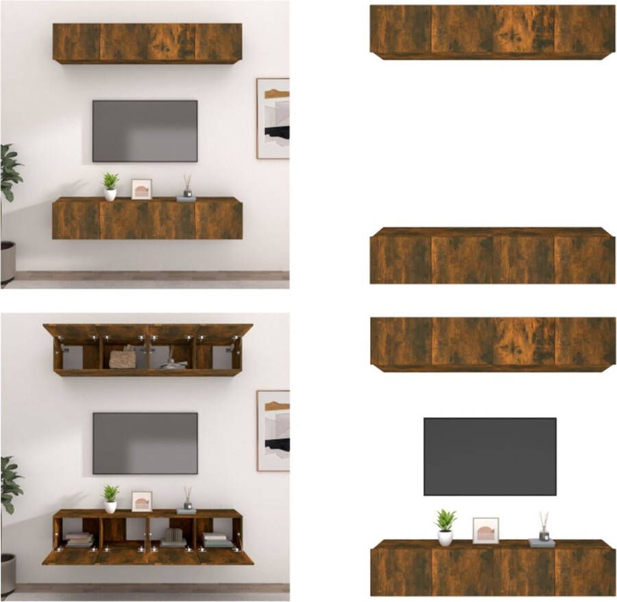 VidaXL -Tv-meubelen-4-st-80x30x30-cm-bewerkt-hout-gerookt-eikenkleur - Foto 2