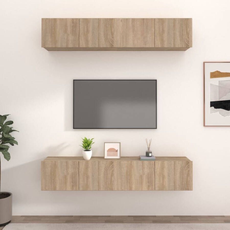 VidaXL -Tv-meubelen-4-st-80x30x30-cm-bewerkt-hout-sonoma-eikenkleurig