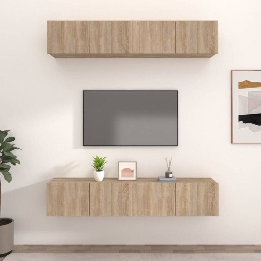 VidaXL -Tv-meubelen-4-st-80x30x30-cm-bewerkt-hout-sonoma-eikenkleurig - Foto 1