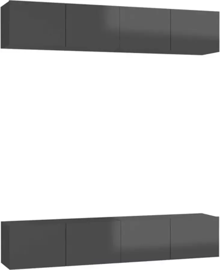 VidaXL -Tv-meubelen-4-st-80x30x30-cm-spaanplaat-hoogglans-grijs - Foto 2