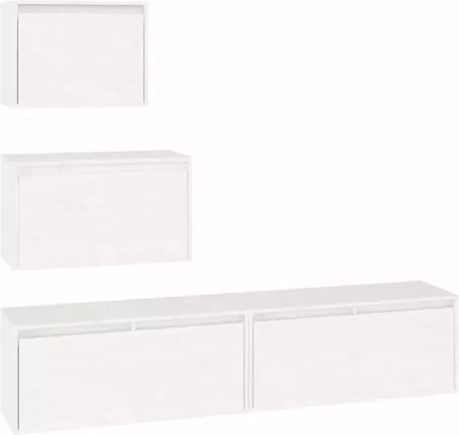VidaXL -Tv-meubelen-4-st-massief-grenenhout-wit - Foto 4