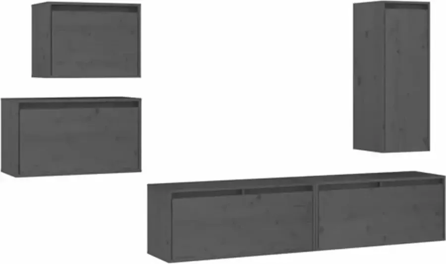 VidaXL -Tv-meubelen-5-st-massief-grenenhout-grijs - Foto 3
