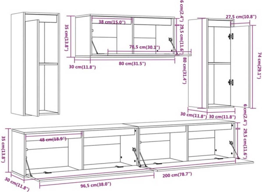 VidaXL -Tv-meubelen-5-st-massief-grenenhout-honingbruin - Foto 3