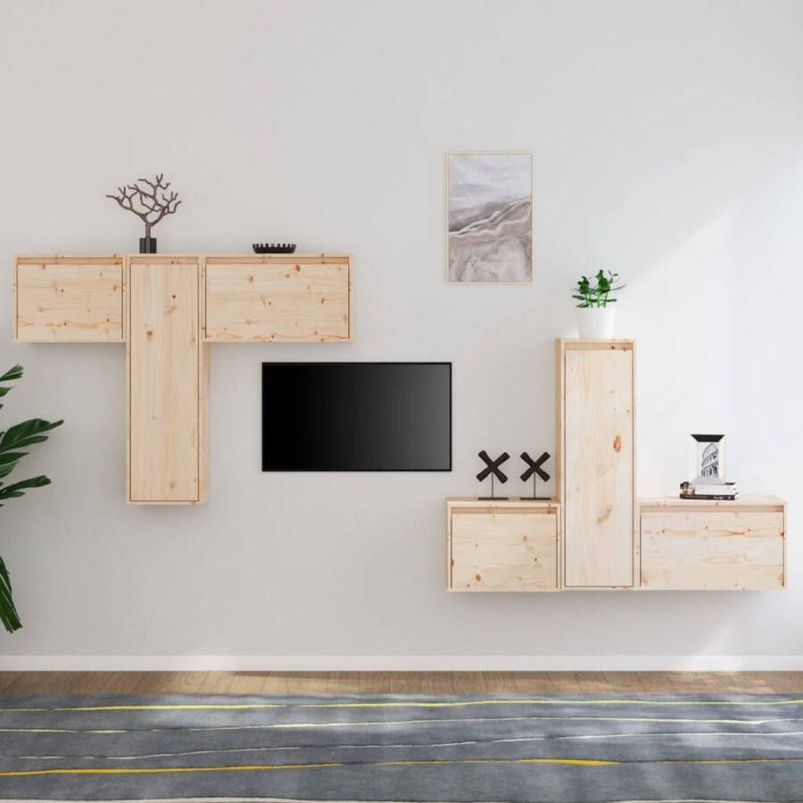 VidaXL -Tv-meubelen-6-st-massief-grenenhout