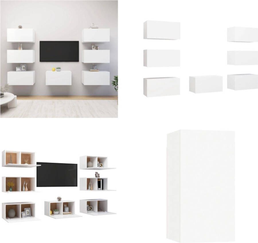 VidaXL Tv-meubelen 7 st 30-5x30x60 cm spaanplaat wit Tv-kast Tv-kasten Televisiekast Televisiekasten