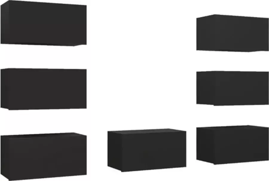 VidaXL Tv-meubelen 7 st 30 5x30x60 cm bewerkt hout zwart - Foto 3