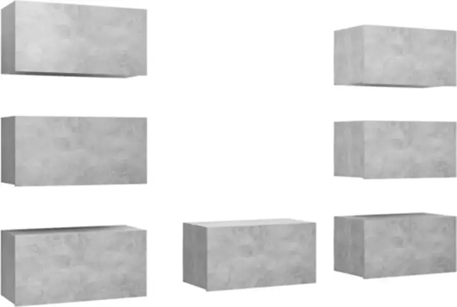 VidaXL -Tv-meubelen-7-st-30 5x30x60-cm-spaanplaat-betongrijs - Foto 2