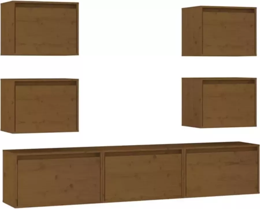 VidaXL -Tv-meubelen-7-st-massief-grenenhout-honingbruin - Foto 5
