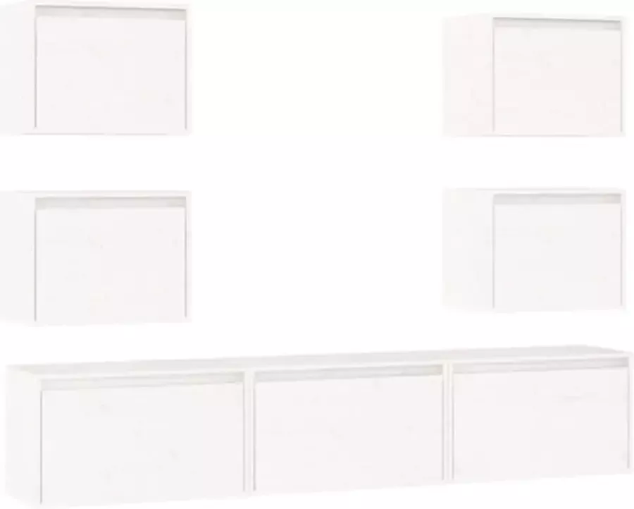 VidaXL -Tv-meubelen-7-st-massief-grenenhout-wit - Foto 4