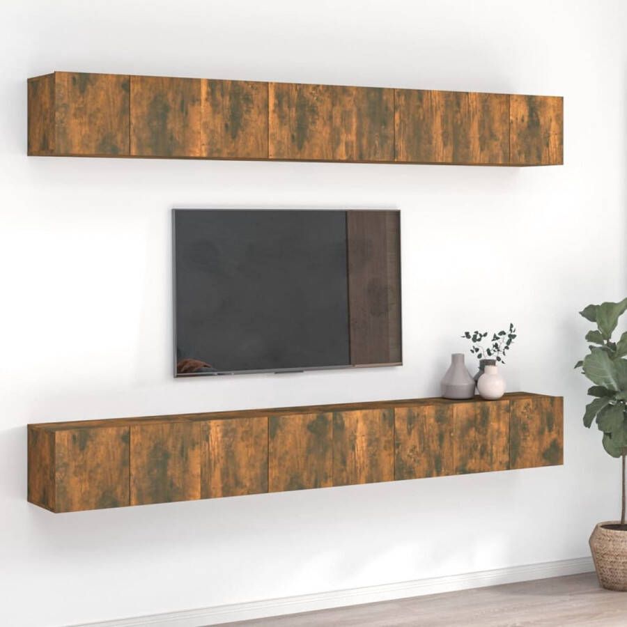 VidaXL -Tv-meubelen-8-st-60x30x30-cm-bewerkt-hout-gerookt-eikenkleurig - Foto 1