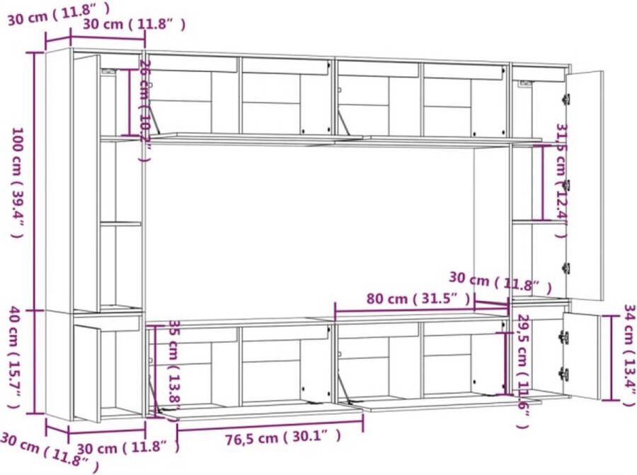 VidaXL -Tv-meubelen-8-st-massief-grenenhout-honingbruin - Foto 2