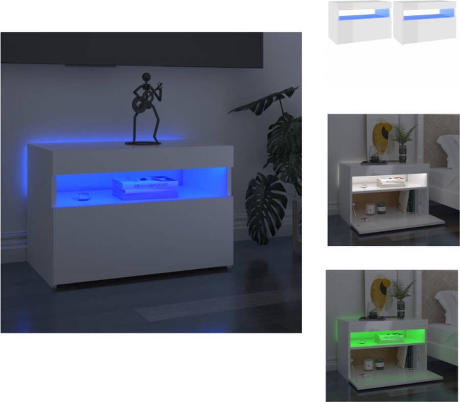 VidaXL Tv-kast Tv-kasten Televisiekast Televisiekasten Tv-meubelen 2 st met LED-verlichting 60x35x40 cm hoogglans wit