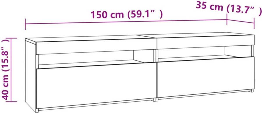 VidaXL -Tv-meubelen-met-LED-verlichting-2-st-75x35x40-cm-bruineiken - Foto 3