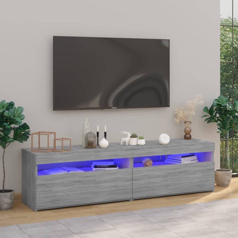 VidaXL -Tv-meubelen-met-LED-verlichting-2-st-75x35x40-cm-grijs-sonoma - Foto 1