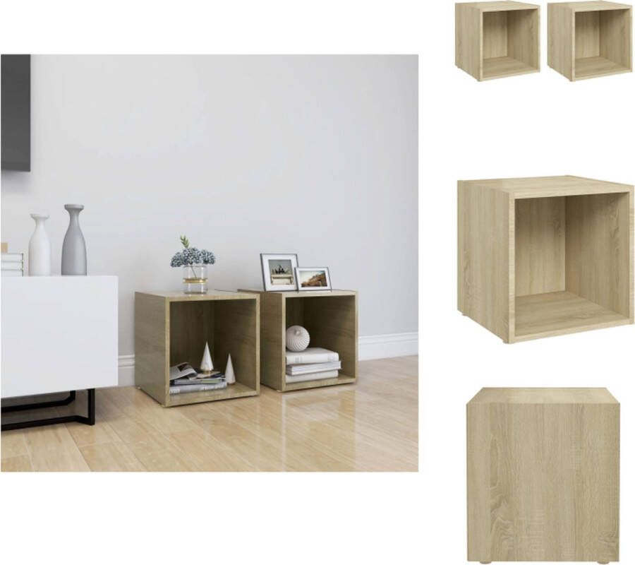 VidaXL Tv-kast Tv-kasten Televisiekast Televisiekasten Tv-meubelen 2 st 37x35x37 cm bewerkt hout sonoma eikenkleurig - Foto 3