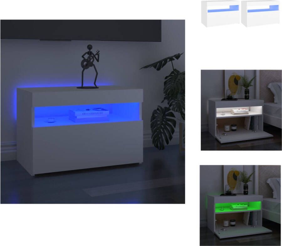 VidaXL Tv-kast Tv-kasten Televisiekast Televisiekasten Tv-meubelen 2 st met LED-verlichting 60x35x40 cm wit - Foto 3