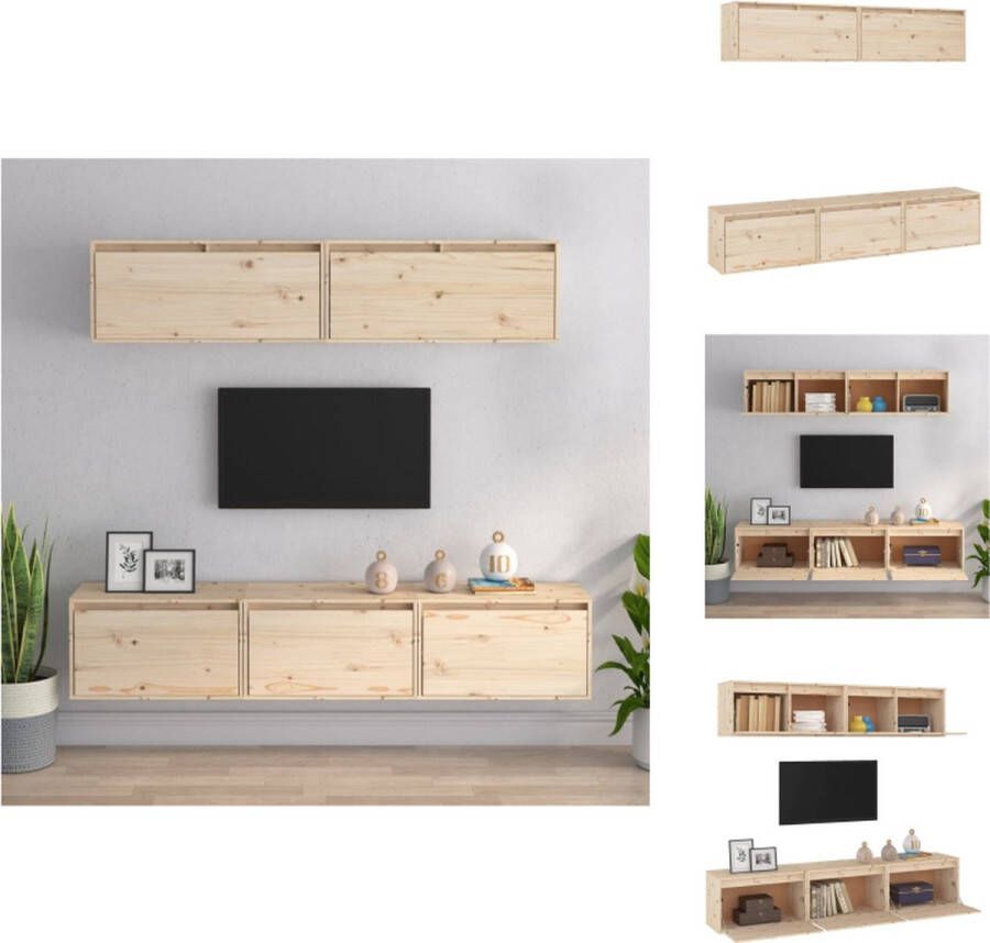 VidaXL Tv-meubelenset Grenenhout Vintage design 3x 60 x 30 x 35 cm 2x 80 x 30 x 35 cm Montage vereist Kast - Foto 2