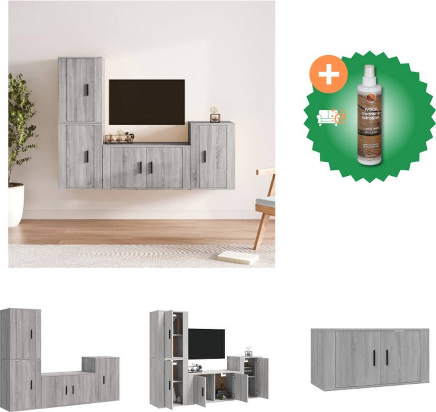 VidaXL Televisiemeubelset Grijs Sonoma Eiken 30.5 x 30 x 90 cm 30.5 x 30 x 60 cm 80 x 30 x 30 cm Kast Inclusief Houtreiniger en verfrisser - Foto 5