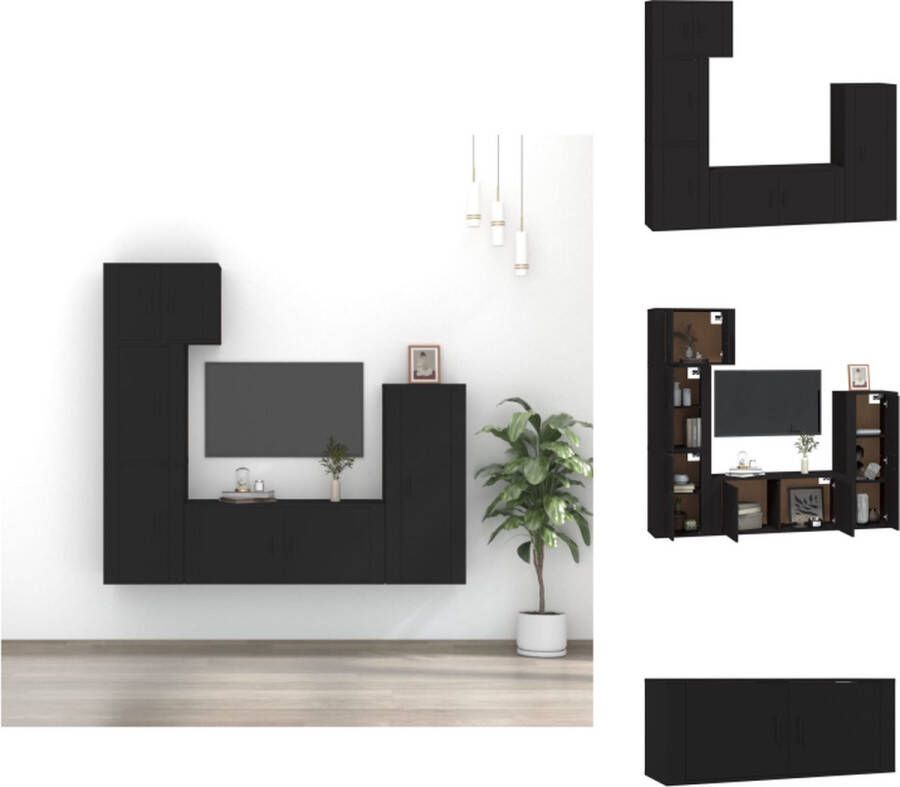 VidaXL TV-meubelenset Klassiek TV-meubels 57 x 34.5 x 40 cm 40 x 34.5 x 100 cm 100 x 34.5 x 40 cm 40 x 34.5 x 60 cm zwart Kast