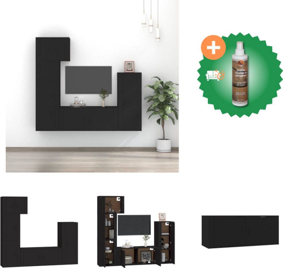 VidaXL TV-meubelenset Klassiek TV-meubels 57 x 34.5 x 40 cm 40 x 34.5 x 100 cm 100 x 34.5 x 40 cm 40 x 34.5 x 60 cm zwart Kast Inclusief Houtreiniger en verfrisser