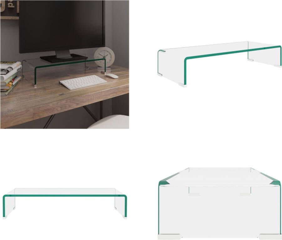 VidaXL TV-meubel monitorverhoger transparant 60x25x11 cm glas Tv-kast Tv-kasten Tv-standaard Tv-standaarden