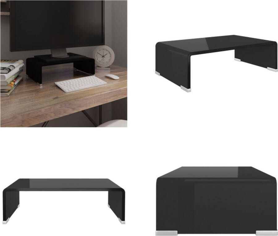 VidaXL Tv-meubel monitorverhoger zwart 40x25x11 cm glas Tv-kast Tv-kasten Tv-standaard Tv-standaarden