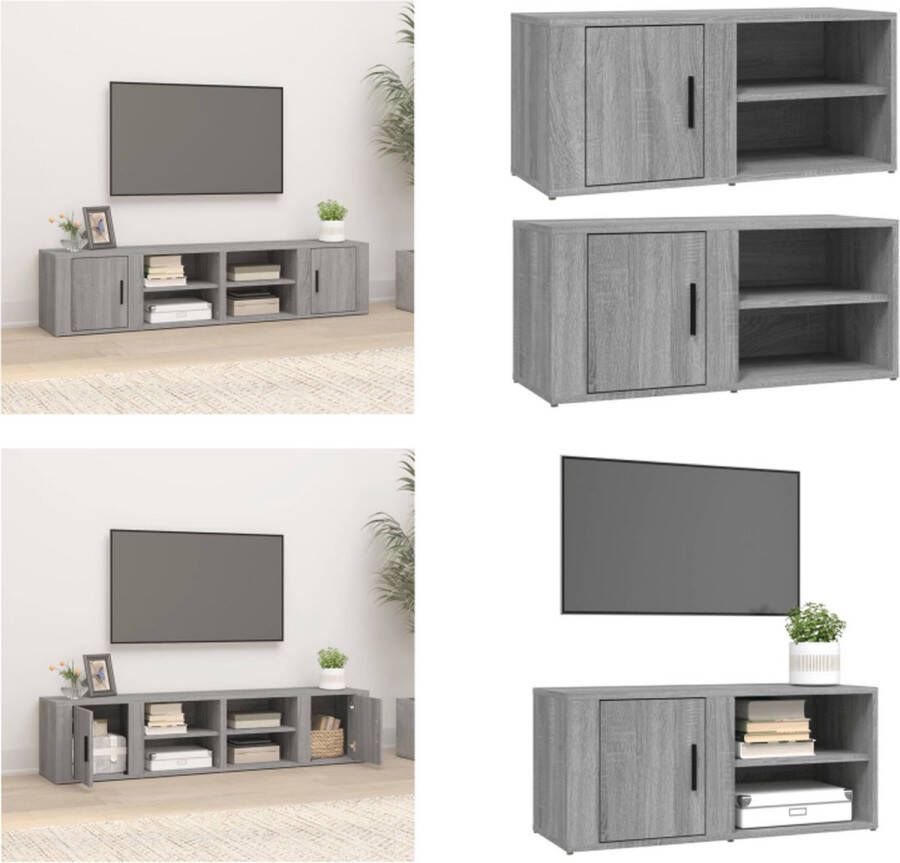 VidaXL Tv-meubels 2 st 80x31-5x36 cm bewerkt hout grijs sonoma eiken Tv-kast Tv-kasten Tv-meubel Hifi-meubel