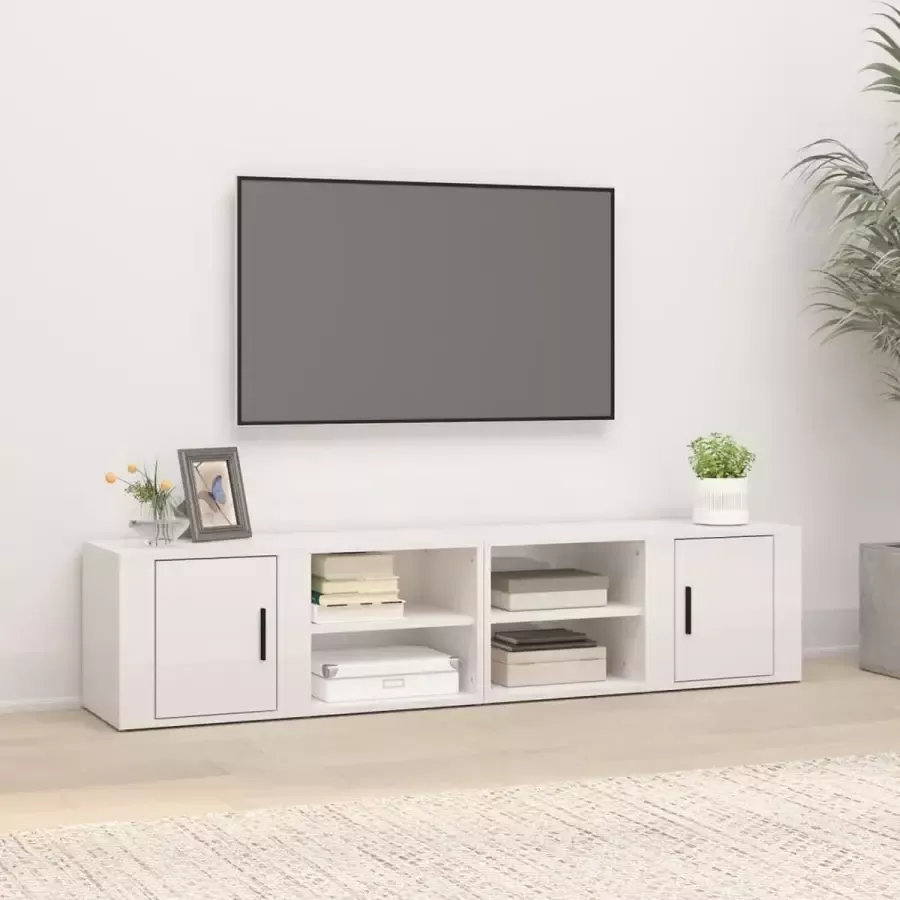 VidaXL -Tv-meubels-2-st-80x31 5x36-cm-bewerkt-hout-hoogglans-wit - Foto 3