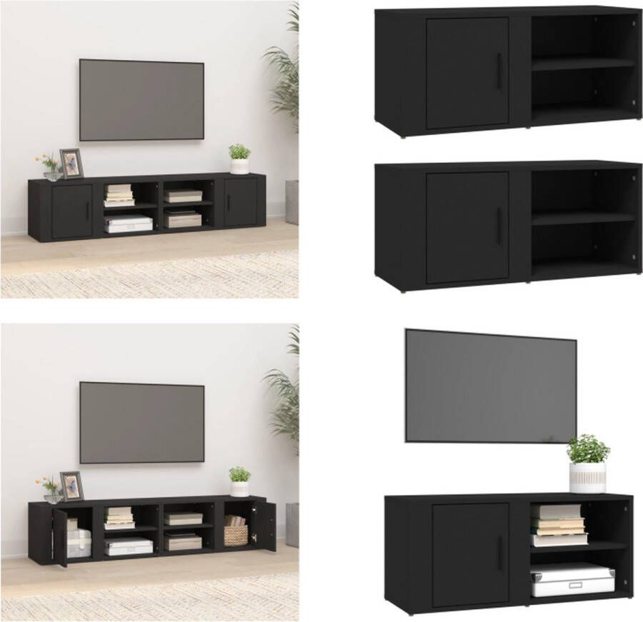 VidaXL Tv-meubels 2 st 80x31-5x36 cm bewerkt hout zwart Tv-kast Tv-kasten Tv-meubel Hifi-meubel